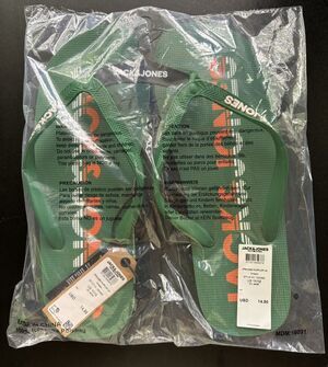 Men's Flip Flops Jack & Jones Size 11/12 Green with orange and white
